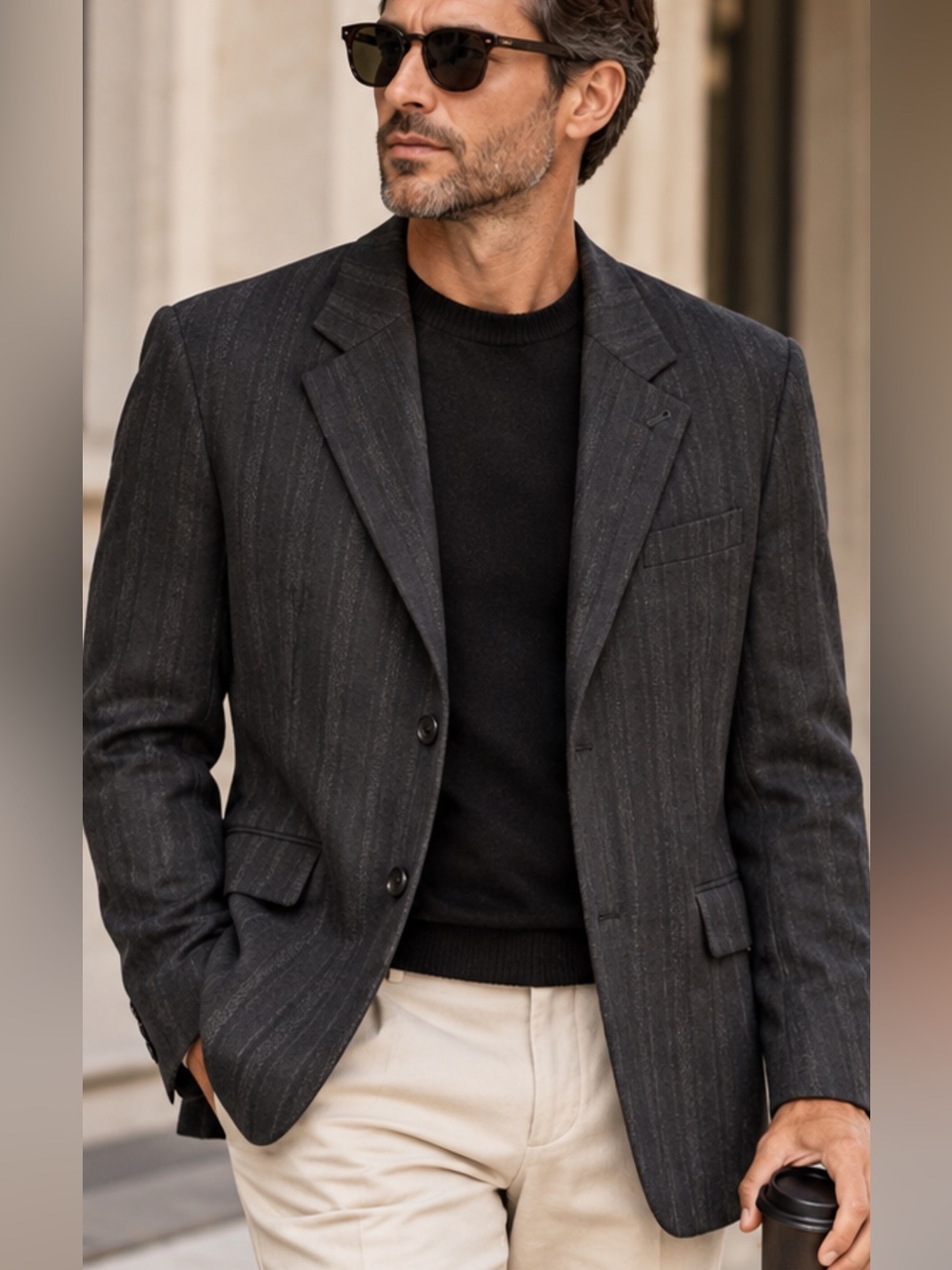NWT OTD On This Day John Varvatos Shadow Stripe Blazer Men’s 54 Charcoal $1195